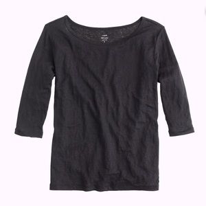 NWT - J.Crew Women’s 100% Linen Boatneck Shirt in Charcoal Color Size XS